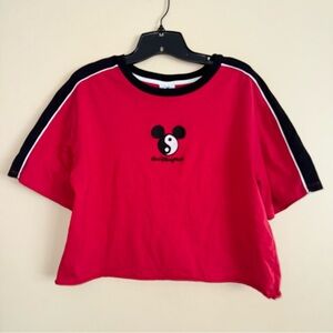 Authentic Vintage Disney Parks Yin/Yang Mickey Mouse Red Crop Top Size L